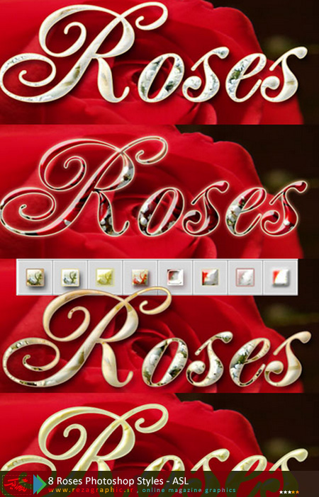  8 استایل گل رز برای فتوشاپ - Roses Photoshop Styles | رضاگرافیک
